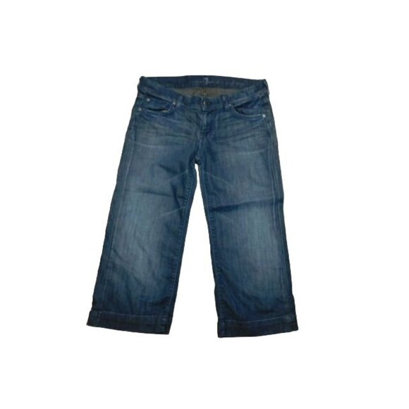 7 for all mankind Size 28 Crop Dojo Distressed Denim Designer Jeans - Picture 1 of 3
